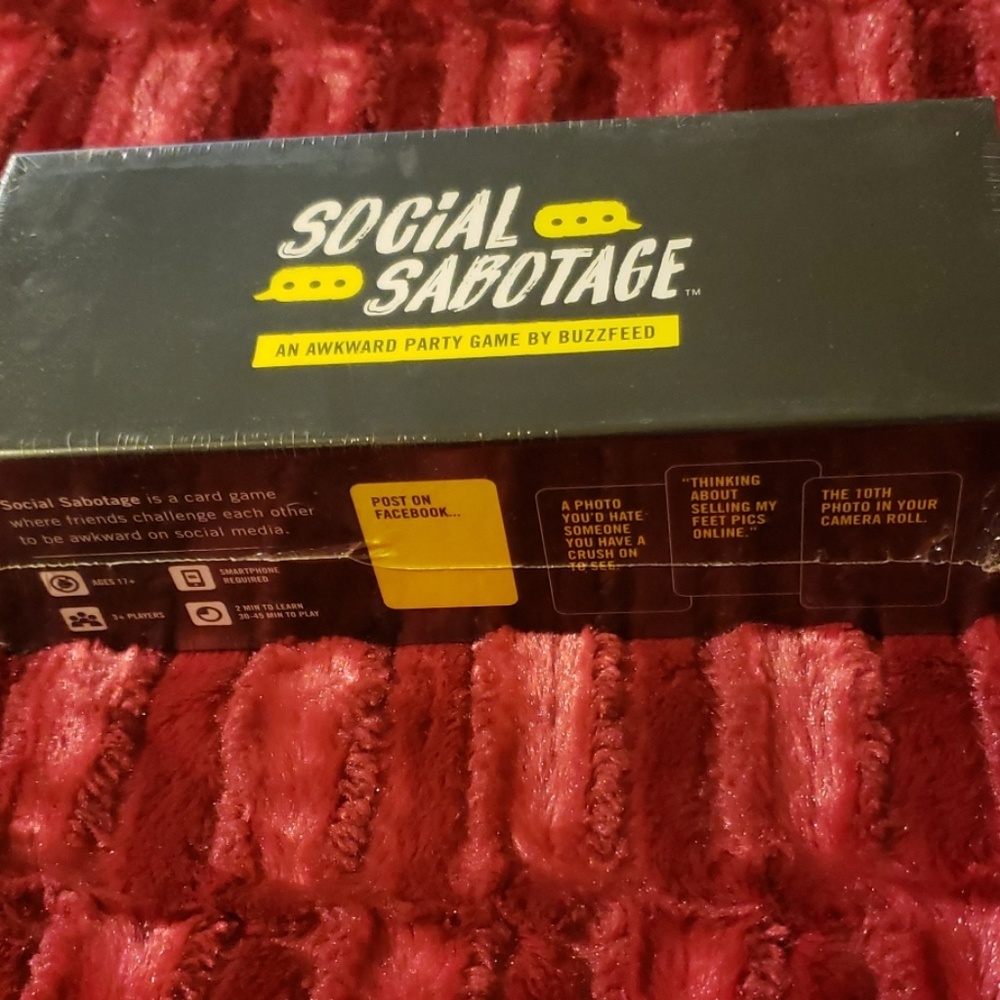 SOCIAL SABOTAGE party game.